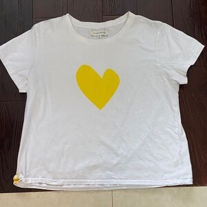 Kerri Rosenthal White XL Short Sleeved Shirt Yellow Imperfect Heart